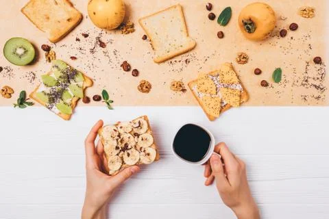 Flat lay composition healthy breakfast 库存照片