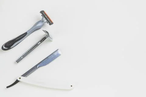 Flat lay composition shaving objects Beautiful photo Foto stock