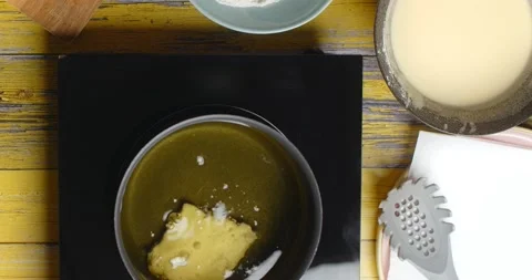 Flat lay cooking video: fish fillet is fried in the hot boiling oil, deep fry 4k Stock Footage 217375394