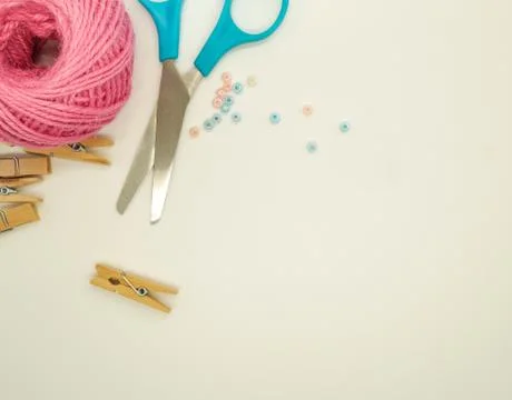 Flat lay craft supplies Stock Photos