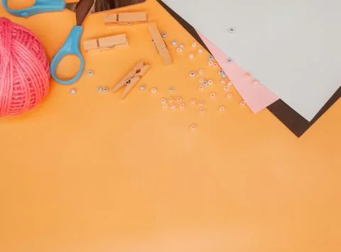 Flat lay craft supplies Stock Photos