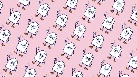 Flat lay cute beautiful smilling character paper with expression Stock Footage 308061838