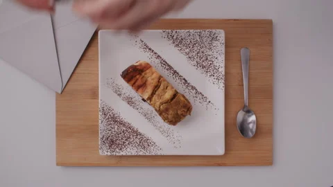 Flat Lay Dessert Plate and Coffee Stock Footage 255675189