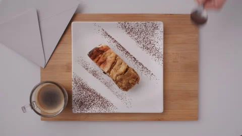 Flat Lay Dessert Plate Placing Stock Footage 255675058