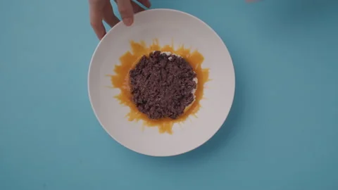 Flat Lay Dessert Plate Placing Stock Footage 255676765