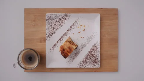 Flat Lay Dessert Plate in Stop Motion Stock Footage 255674062