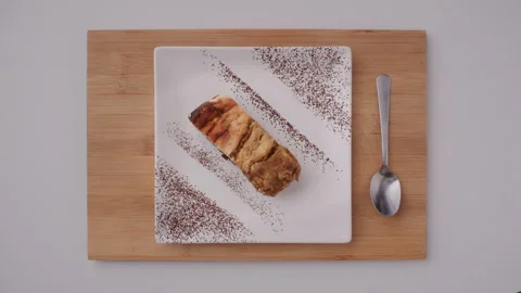 Flat Lay Dessert Plate Stop Motion Stock Footage 255674604