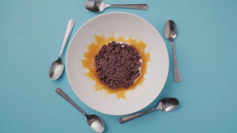 Flat Lay Dessert Plate in Stop Motion Stock Footage 255677804