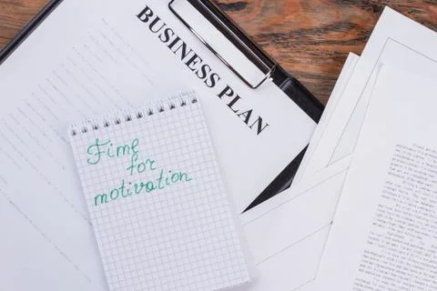 Flat lay different paper document and notebook. Stock Photos