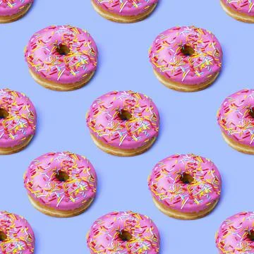 Flat lay donuts seamless pattern Stock Illustration