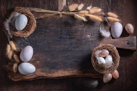 Flat lay Easter template as a organic pattern. Foto stock