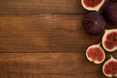 Flat lay fig themed background Stock Photos