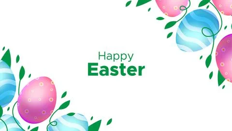 Flat lay frame Happy easter background Stock Illustration