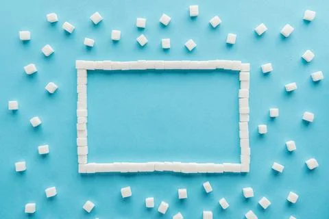 Flat lay frame made sugar Stock Photos