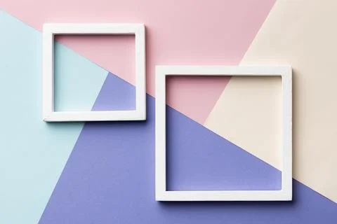 Flat lay frames colorful background Stock Photos