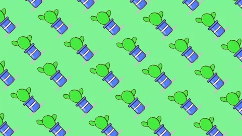 Flat lay green cactus in blue pot icon animation seamless loop 스톡 동영상 308061840