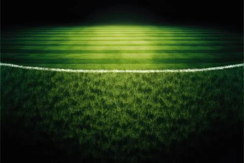 Flat lay of green grass background, football field, Made by AI,Artificial i.. Stock Illustration