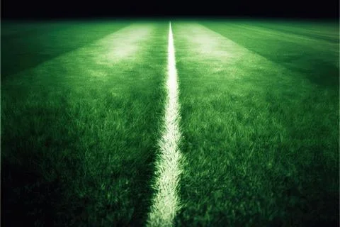 Flat lay of green grass background, football field, Made by AI,Artificial i.. Stock Illustration