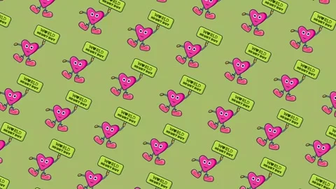Flat lay heart shape character hold world heart day banner with expression 스톡 동영상 308061834