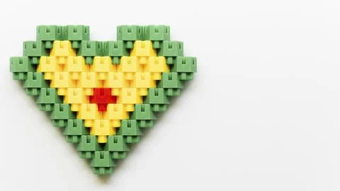 Flat lay heart shape made lego blocks Stock Photos