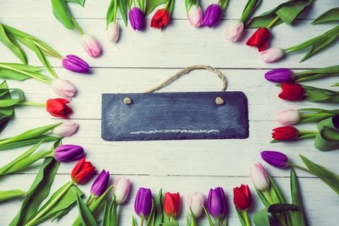 Flat lay illustration is featuring black slate sign hanging from coarse twine Stock Illustration