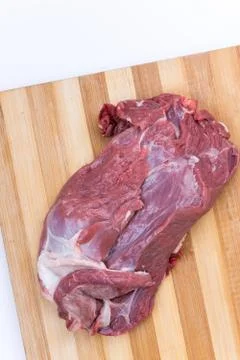 Flat lay image with beef meat and kitchen board Stock Photos