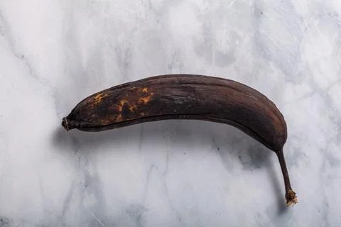 Flat lay image of a rotten banana Stock Photos