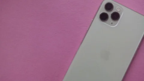 Flat lay with Iphone 11 Pro, back with three camera's lenses Stock-Footage 120991768