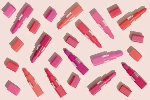 Flat lay of lipsticks with shadow. Stock Photos