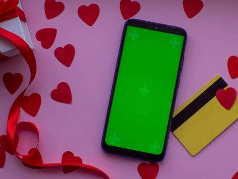 Flat lay with a lot of tiny heart-shaped papers with space for text Foto stock