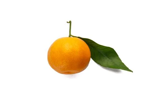 Flat lay mandarin with leaf on a white background close-up Isolated Stock Photos