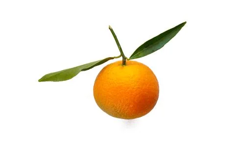 Flat lay mandarin with leaf on a white background close-up Isolated Stock Photos