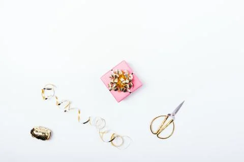 Flat lay minimal composition of process packaging Foto stock