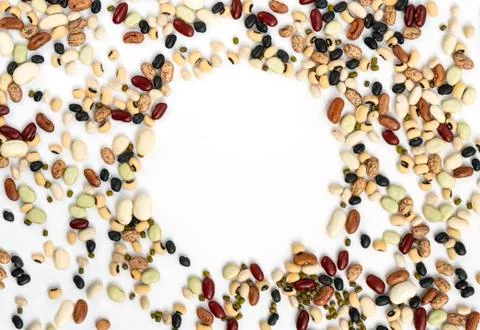 Flat lay of mix beans 스톡 사진