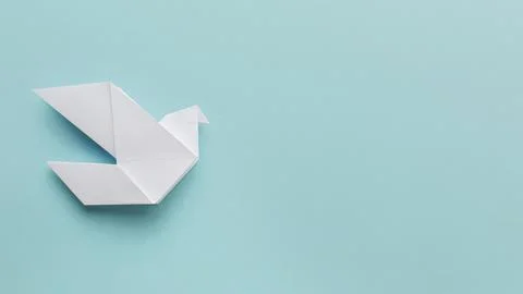 Flat lay paper dove with copy space Stock Photos