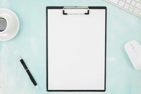 Flat lay paper mockup workspace Stock Photos