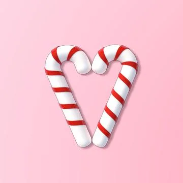 Flat lay pattern candy cane on pastel pink background Stock Illustration