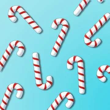 Flat lay pattern candy cane on bright blue background Illustrazione stock