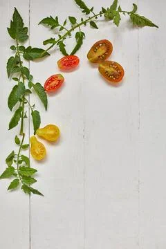 Flat lay Pattern composition with fresh ripe tomatoes Stock Photos