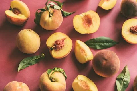 Flat lay with peaches Stock-Fotos