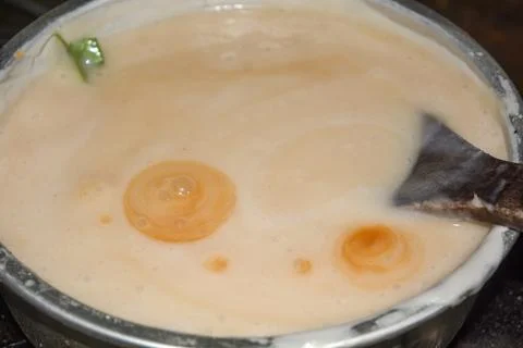 Flat lay photo of the process of making "jenang" a food or sweet snack from.. Stock Photos