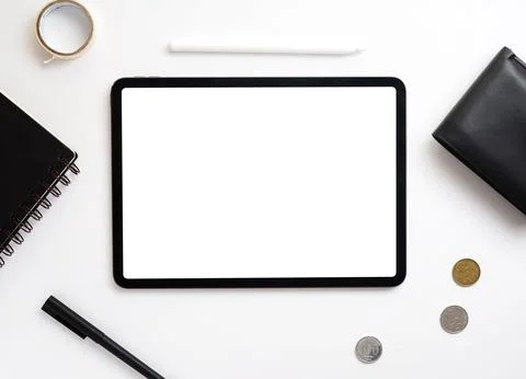 Flat lay photography of the tablets Stock Photos