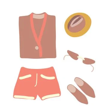 Flat lay pink clothes Stock Illustration