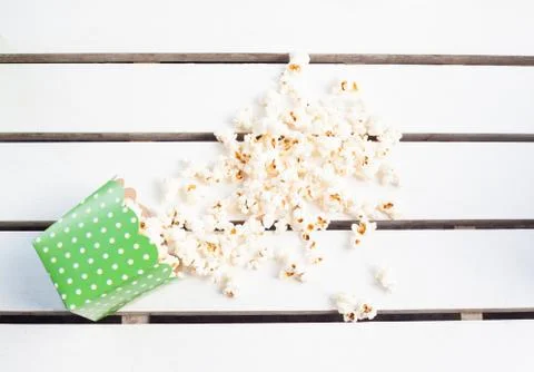 Flat lay of popcorn cup Stock Photos
