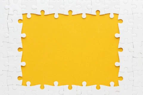 Flat lay puzzle frame concept Stock Photos
