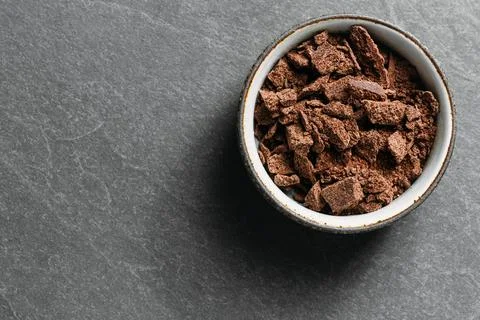 Flat lay raw fermented. organic cacao beans for chocolate Stock Photos