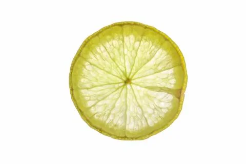 Flat lay Slice of lemon  isolated on a white background Stock Photos