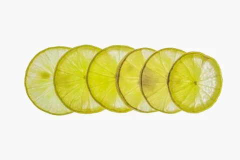 Flat lay Slice of lemon  isolated on a white background Stock Photos