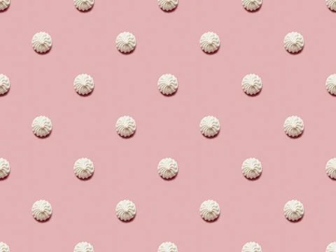 Flat lay small white meringues Stock Photos