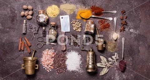 Flat lay spices Stock Photos